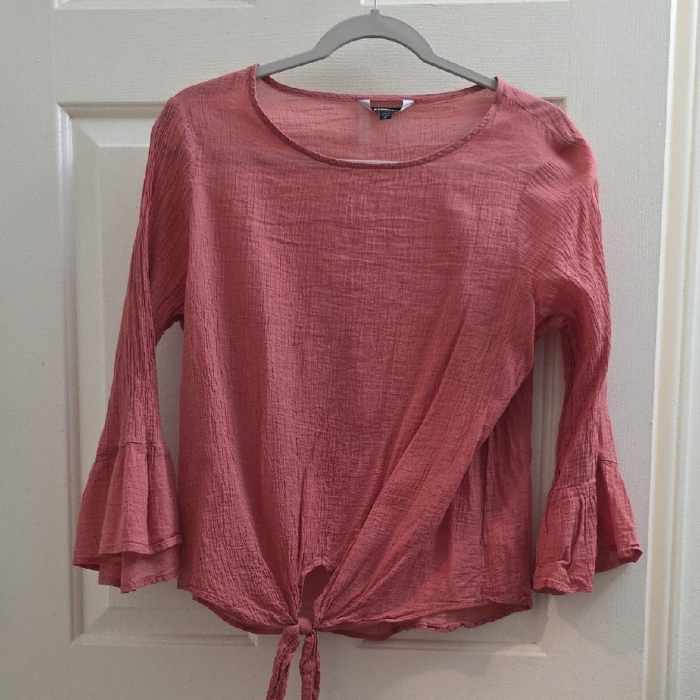 Express Dusty Rose Tie-Front Blouse